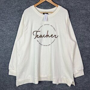 NWT Lane Bryant Sweatshirt Women‎ Cream Pull over Long Sleeve Size 22/24